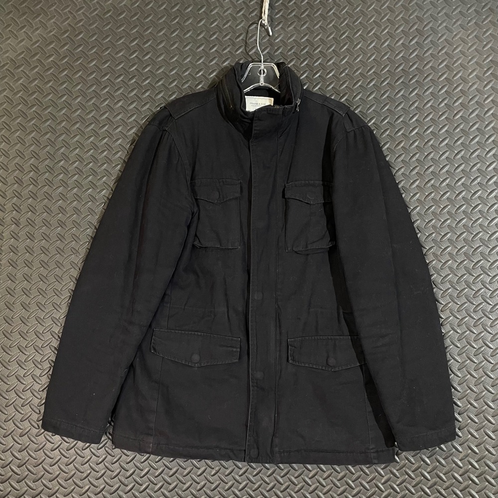 Frank & Oak Rue St-Viateur Black Full Zip Hooded Utility Jacket Men's Medium
